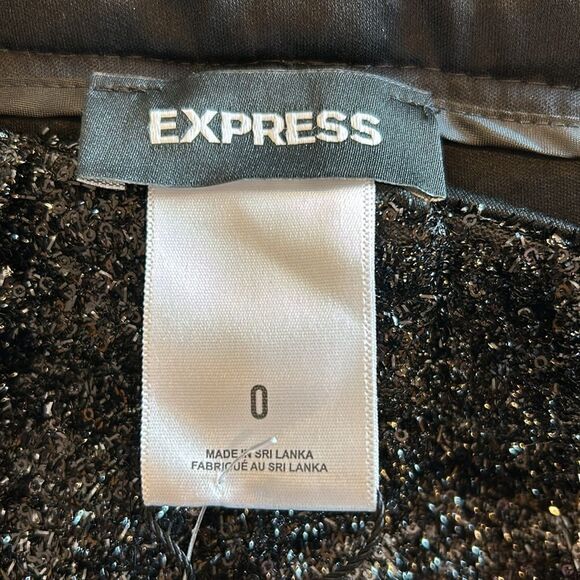 NEW Express Black Sequin High Rise Bermuda Dressy Shorts - Picture 7 of 8